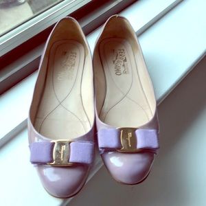 Lavender Ferragamo flats. Used. No box or dust bag
